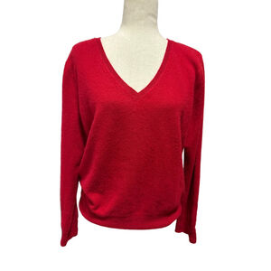 Prive cashmere red sweater size xl. 100% cashmere. Lightweight soft v neck